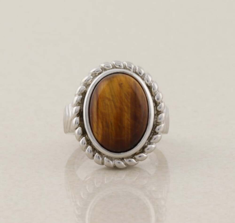 Sterling Silver Natural Tiger's Eye Ring Size 7 Ross Simons